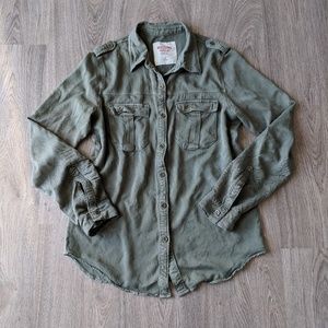 Mossimo Olive Military Style Button Shirt